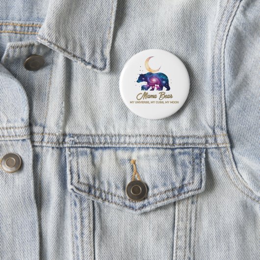 Galaxy Mama Bear & Cubs Moon Silhouette Button (Beispiel)