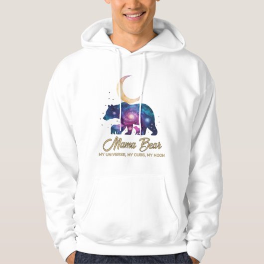 Galaxy Mama Bear & Cubs Moon Silhouette Hoodie (Vorderseite)