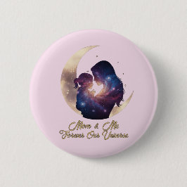 Galaxy Mama & Child Silhouette Moon Art Button