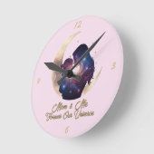 Galaxy Mama & Child Silhouette Moon Art Runde Wanduhr (Winkel)
