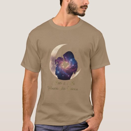 Galaxy Mama & Child Silhouette Moon Art T-Shirt (Vorderseite)