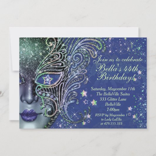 Galaxy Masquerade Einladung zum Geburtstag (Rückseite)