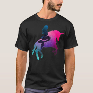 Galaxy Meerjungfrau Riding Unicorn für Frauen und T-Shirt