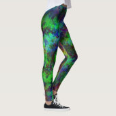 Galaxy Mehrfarbiger Abstrakter Grüner Nebel Leggings (Rechts)