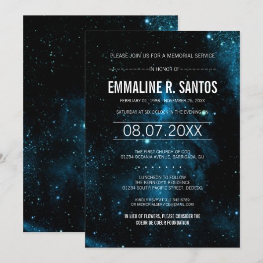 Galaxy Memorial Service Einladung (Vorne/Hinten)