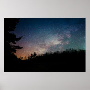 Galaxy Milky Way Night Sky Trees Fotografie Poster