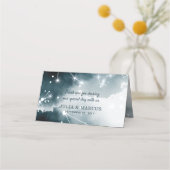 Galaxy Moon Blue Gold Stars Hochzeit Platzkarte (Rückseite)