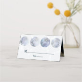 Galaxy Moon Blue Gold Stars Hochzeit Platzkarte (Vorderseite)
