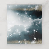 Galaxy Moon Blue Gold Stars Hochzeit Platzkarte (Innenseite Aufgefaltet)