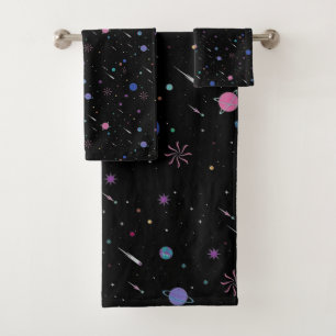 Galaxy Moon Stars, Nachthimmel, Astronomie Badhandtuch Set