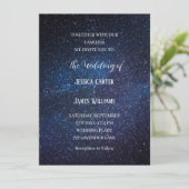 Galaxy Navy Blue Sky Starry Night Wedding Einladung (Stehend Vorderseite)