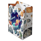 Galaxy Nebula Geschenktasche - kosmische Raumschif Mittlere Geschenktüte (Rückseite Schrägansicht)