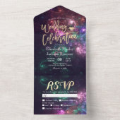 Galaxy Nebula Konstellationen Schöne Hochzeit RSVP All In One Einladung (Innen Boden)