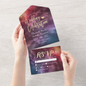 Galaxy Nebula Konstellationen Schöne Hochzeit RSVP All In One Einladung (Abreißen)