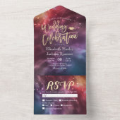 Galaxy Nebula Konstellationen Schöne Hochzeit RSVP All In One Einladung (Innen Boden)