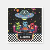 Galaxy Neon Space Alien Boys Birthday Serviette (Vorderseite)
