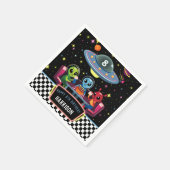 Galaxy Neon Space Alien Boys Birthday Serviette (Ecke)