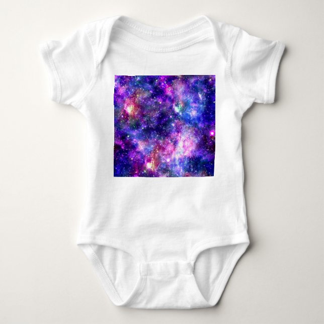 Galaxy Night Print Cosmic Design Baby Strampler (Vorderseite)