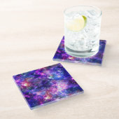 Galaxy Night Print Cosmic Design Glasuntersetzer (Schrägansicht)
