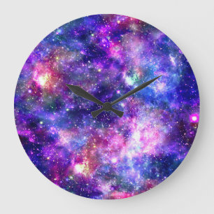 Galaxy Night Print Cosmic Design Große Wanduhr