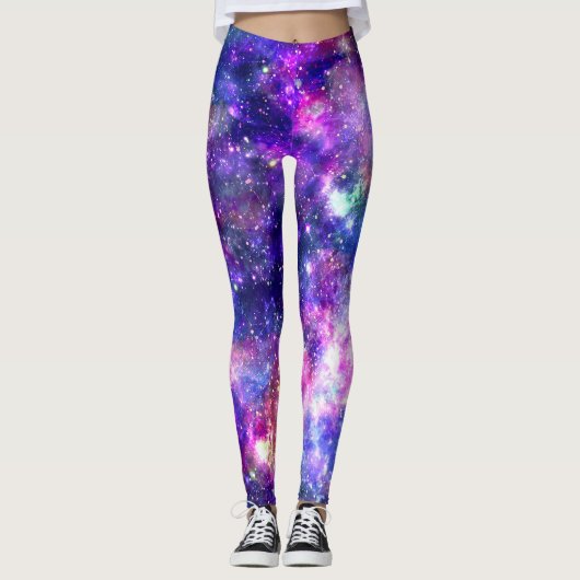 Galaxy Night Print Cosmic Design Leggings (Vorderseite)