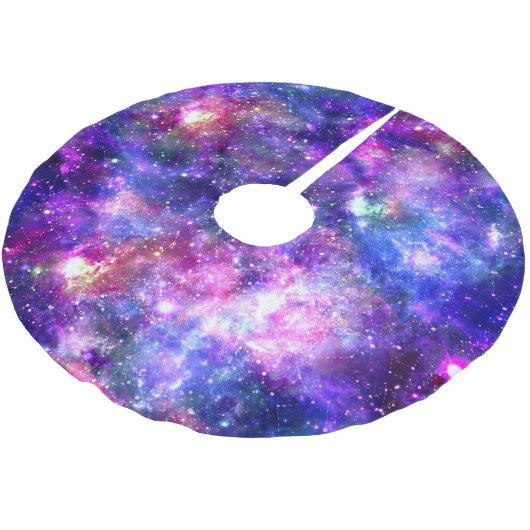 Galaxy Night Print Cosmic Design Polyester Weihnachtsbaumdecke (Schrägansicht)