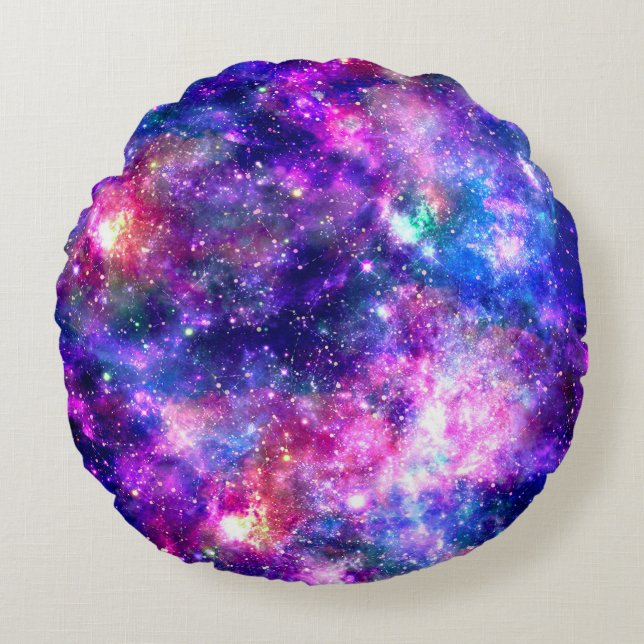 Galaxy Night Rundes Kissen (Vorderseite)