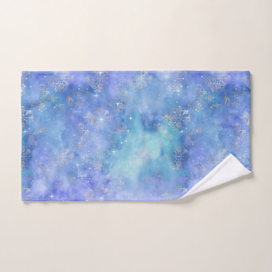 Galaxy Night Sky Abstrakt Lila Blue Badhandtuch Set (Handtuch)