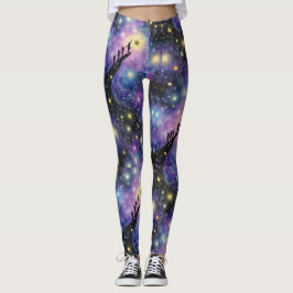 Galaxy Night Sky Nahtloses Muster Leggings