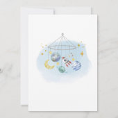 Galaxy Outer Space Blaue Babyparty Einladung (Rückseite)