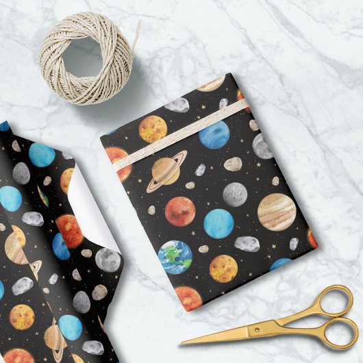 Galaxy Outer Space Planet Watercolor Illustration  Geschenkpapier