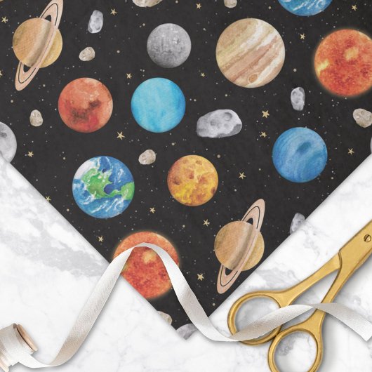 Galaxy Outer Space Planet Watercolor Illustration  Seidenpapier
