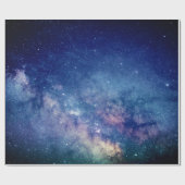 Galaxy Outer Space Sky Stars Celestial Blue Wrapp Geschenkpapier (Flach)
