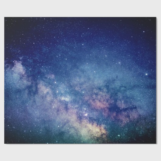 Galaxy Outer Space Sky Stars Celestial Blue Wrapp Geschenkpapier (Flach)