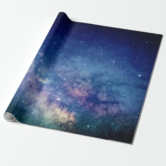 Galaxy Outer Space Sky Stars Celestial Blue Wrapp Geschenkpapier (Ungerollt)