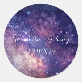 Galaxy Outway Stars Starry Night Wedding Runder Aufkleber