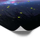 Galaxy Over Moonlit Lake with Cosmic Reflection Poster (Ecke)