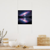Galaxy Over Moonlit Lake with Cosmic Reflection Poster (Küche)
