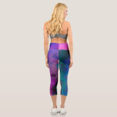 Galaxy Paint Spritzer Effect Capri Leggings (Rückseite)