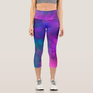 Galaxy Paint Spritzer Effect Capri Leggings