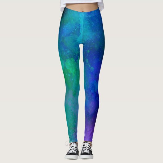 Galaxy Paint Spritzer Effect Leggings (Vorderseite)