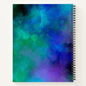 Galaxy Paint Spritzer Effekt blau grün Notizblock (Rückseite)