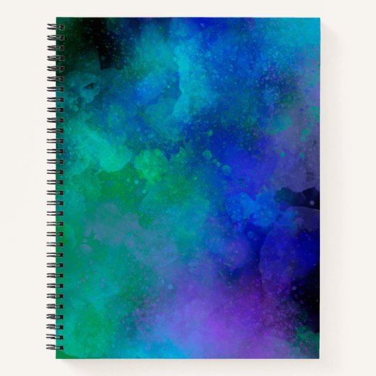 Galaxy Paint Spritzer Effekt blau grün Notizblock (Vorderseite)