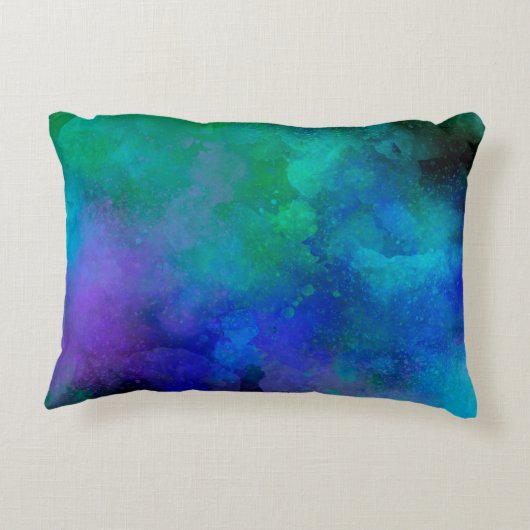 Galaxy Paint Spritzer Effekt Grün Blau Dekokissen (Rückseite)