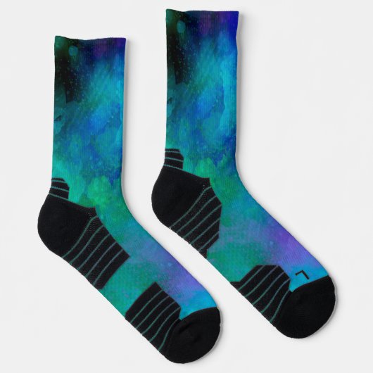 Galaxy Paint Spritzer Effekt Grüne Socken (Rechts)