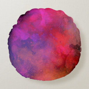 Galaxy Paint Spritzer Effekt Rosa Rot Rundes Kissen
