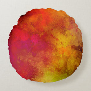 Galaxy Paint Spritzer Effekt Rot Gelb Rundes Kissen