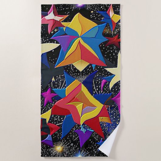 Galaxy paradise - Vibrant Abstract Starry Night Strandtuch (Vorderseite)