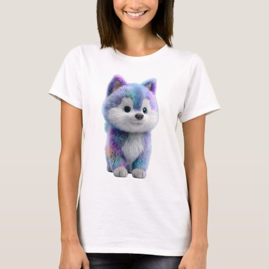 Galaxy Pastel Furry Wolf Pup Women T-Shirt (Vorderseite)
