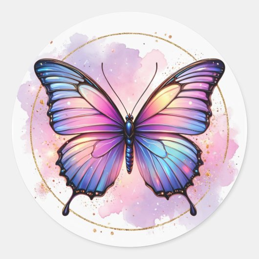 Galaxy Pastel Schmetterling Spritzer Runder Aufkleber (Vorderseite)